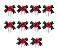 YUGSHNKFC 10 horquillas de hueso de mano con calavera para fiesta de Halloween, plástico y decoración de poliéster, clip para el pelo, joyería para el cabello con lazo rosa