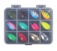 YUGSHNKFC 12 Uds. Señuelos De Lentejuelas para Pesca Cebos Cucharas De Metal Cucharas Duras Juego De Triple Anzuelo Juego De Señuelos Tipo Cuchara para Trucha De Pesca