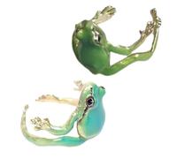 YUGSHNKFC 2 anillos abiertos ajustables de rana de árbol, joyería de alto pulido para hombres y mujeres, elegante adorno de fiesta, Zinc