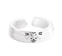 YUGSHNKFC 2 anillos ajustables abiertos de gatos y perros, anillos de animales de dibujos animados, joyería apilable de moda para estudiantes y profesionales, animales ajustables
