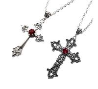 YUGSHNKFC 2 collares con colgante de crucifijo, cadena gótica, hecha a mano, gargantilla para uso diario, accesorio unisex, Metal