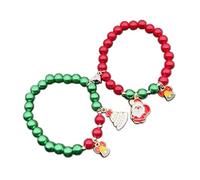 YUGSHNKFC 2 pulseras de Navidad con cuentas para parejas para mujeres y hombres, pulseras magnéticas a juego con corazón de Papá Noel, joyas, Acrílico, como se describe