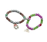 YUGSHNKFC 2 pulseras de Navidad con cuentas para parejas para mujeres y hombres, pulseras magnéticas a juego con corazón de Papá Noel, joyas, Acrílico, como se describe