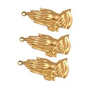 YUGSHNKFC 3 colgantes religiosos de acero inoxidable con forma de mano para rezar, componentes de collar para amantes de las manualidades