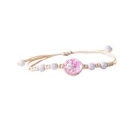 YUGSHNKFC Abalorio de cerámica trenzado hecho a mano y cordón encerado ajustable, accesorio de muñeca para mujer, joyería de cuentas de cerámica