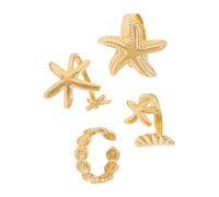 YUGSHNKFC Anillos abiertos ajustables de estilo gótico para parejas con diseños de estrellas de mar en color dorado y plateado, uso casual, 6, Metal