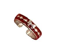 YUGSHNKFC Anillos abiertos de corazón con diseño de cuadros de aceite de goteo, vintage, para mujeres y niñas, anillos de color plateado, joyería de moda, regalo de moda para mujeres, talla única