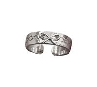 YUGSHNKFC Anillos abiertos de corazón con diseño de cuadros de aceite de goteo, vintage, para mujeres y niñas, anillos de color plateado, joyería de moda, Cobre