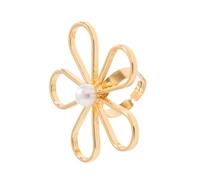YUGSHNKFC Anillos abiertos de perlas vintage ajustables para nudillos para mujeres y niñas, anillos apilables elegantes, Aleación y perlas de imitación