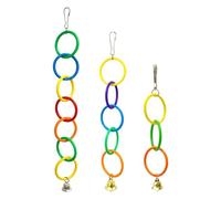 YUGSHNKFC Anillos coloridos de juguete, jaula de pájaros, campanas colgantes masticables para estimulación intelectual y molienda de picos, percha para pájaros pequeños