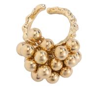YUGSHNKFC Anillos de perlas vintage en espiral, anillos abiertos ajustables para mujeres y niñas, joyería de moda irregular exagerada, Oval pearl, aleación, perla