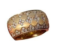 YUGSHNKFC Anillos de tréboles de banda ancha con piedra de circón brillante, joyería de dedo vintage, regalo para ella, accesorios elegantes para banquetes, anillos de vestir sofisticados para mujer