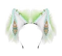 YUGSHNKFC Aro de pelo con orejas de gato para mujer, diseño étnico vintage con borlas y colgante de felpa, diadema de cosplay, fiesta, disfraz, juego de rol, accesorios para el cabello