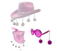 YUGSHNKFC Bandana de discoteca y sombrero de vaquera y disfraz de fiesta para mujer, juego de 3 piezas
