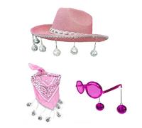 YUGSHNKFC Bandana de discoteca y sombrero de vaquera y disfraz de fiesta para mujer, juego de 3 piezas