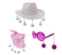 YUGSHNKFC Bandana de discoteca y sombrero de vaquera y disfraz de fiesta para mujer, juego de 3 piezas