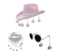 YUGSHNKFC Bandana de discoteca y sombrero de vaquera y disfraz de fiesta para mujer, juego de 3 piezas