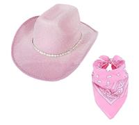 YUGSHNKFC Bandana y sombrero de novia Panamá de cristal para despedida de soltera, cóctel, fiestas, accesorios de vacaciones