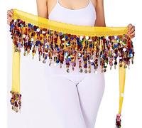 YUGSHNKFC Bellydance Vibrant Sparkling Belly Dance Waist Scarf Sparkle Fly Chiffon Scarf Elegant Sequins Ballroom Dancewear Dance Practicing Costume
