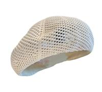 YUGSHNKFC Boina con diseño de encaje con tela transpirable, ligera y cómoda de llevar para mujer, de algodón, poliéster, sombrero de pintor de encaje francés para viajes, beige, Talla única