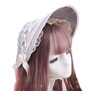 YUGSHNKFC Bonita diadema hecha a mano para cosplay, fiesta, sombrero, lazo de encaje, cinta para el pelo para mujer, adorno para la cabeza, orejas, color blanco