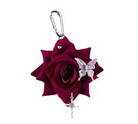 YUGSHNKFC Butterfly Rose Artificial Flower Keychain Flexible PVC Design Lightweight Accessory for Bags Keys Fashion Jewelry Lightweight Rose Key Chain