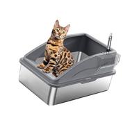 YUGSHNKFC Caja De para Gatos Semicerrada A Prueba Fugas Cucharas Acero Inoxidable Incluidas Diseño Combatir Olores Contenedor Caja Acero