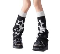 YUGSHNKFC Calcetines de dos caras con estampado de gatos sin pies, fundas para las piernas para mujer, estilo grunge, punk, calentadores de tubo largo, fundas reversibles, Estrellas sobre fondo negro