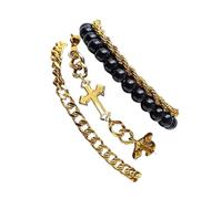 YUGSHNKFC Colección de 4 pulseras únicas con cuentas de cruces, joyería de moda para expresión de fe, celebración de vacaciones, talla única, como se describe