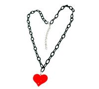 YUGSHNKFC Collar con colgante de corazón acrílico rojo, gargantilla de cadena negra, collar de hip-hop, cadena de clavícula, joyería