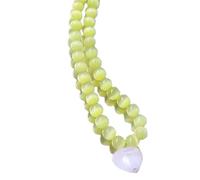 YUGSHNKFC Collar con colgante de corazón para mujer, estilo dulce y vibrante, cadena de clavícula, ópalos, con cuentas, joyería para el cuello, Piedra ojo de gato