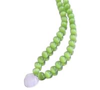 YUGSHNKFC Collar con colgante de corazón para mujer, estilo dulce y vibrante, cadena de clavícula, ópalos, con cuentas, joyería para el cuello, Piedra ojo de gato