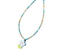 YUGSHNKFC Collar con colgante de flor, gargantilla de cuentas coloridas, collar corto con cuentas de arroz para mujeres y niñas, Mi Zhu