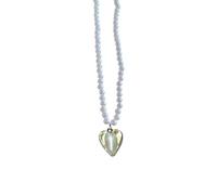 YUGSHNKFC Collar con colgante en forma de corazón hecho a mano, cadena de cuello elegante con cuentas para mujeres y niñas, gargantilla elegante, Vidrio