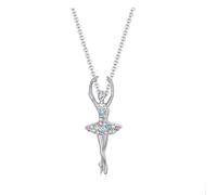 YUGSHNKFC Collar con dije de niña bailarina para niñas y mujeres, cadena de cuello elegante con colgante de cristal, cadena ajustable, aleación de diamantes de imit