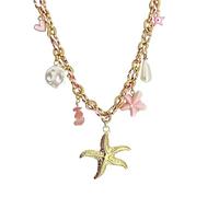 YUGSHNKFC Collar de acero inoxidable con cadena de cuerda ajustable, colgante con temática de mar, joyería de moda unisex para regalar con temática de mar, talla única, como se describe, como se