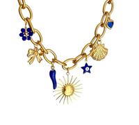 YUGSHNKFC Collar de acero inoxidable con cadena de cuerda ajustable, colgante con temática de mar, joyería de moda unisex para regalar con temática de mar, talla única, como se describe, como se