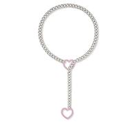 YUGSHNKFC Collar de cadena cubana con dije de corazón, hecho a mano, punk, lariat, cadena de cuello en Y, longitud ajustable, joyería para mujer