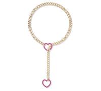YUGSHNKFC Collar de cadena cubana con dije de corazón, hecho a mano, punk, lariat, cadena de cuello en Y, longitud ajustable, joyería para mujer
