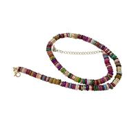 YUGSHNKFC Collar de cuentas hecho a mano con piedra natural vibrante y acento dorado para un atractivo único de moda