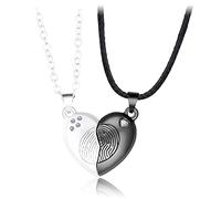 YUGSHNKFC Collar de huellas dactilares, imán de corazón, rompecabezas, joyería conmemorativa para mujeres y madres, Metal