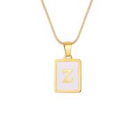 YUGSHNKFC Collar moderno de acero inoxidable con colgante de tarjeta de letra blanca, unisex, adecuado para añadir letras de abalorios, talla única, como se describe, como se describe