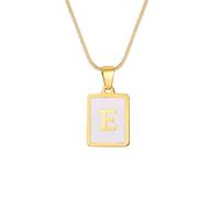 YUGSHNKFC Collar moderno de acero inoxidable con colgante de tarjeta de letra blanca, unisex, adecuado para añadir letras de abalorios, talla única, como se describe, como se describe