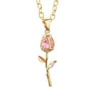 YUGSHNKFC Collar Tulipanes Oro Styles Con Colgante Floral Esmaltado Accesorio Conveniente Para Toque Elegante Collar Elegante Para Mujeres