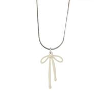 YUGSHNKFC Collar único con lazo ajustable, collares dulces y geniales con dije de nudo de mariposa para mujeres y niñas, Acero inoxidable