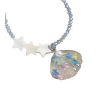 YUGSHNKFC Collares con colgante de concha de estrella, collares con cuentas de estrella, collar de cadena, joyería de fiesta para niñas y mujeres, Resina