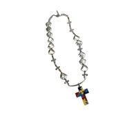 YUGSHNKFC Con colgante de crucifijo de rompecabezas colorido dulce y atrevido para mujer, cadena de clavícula de longitud ajustable, joyería de, collar llamativo