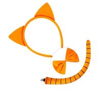 YUGSHNKFC Conjunto de disfraces de gatos, diademas con orejas de gato, cola, corbatín, falda tutú, disfraces de animales para Halloween, fiesta de Navidad