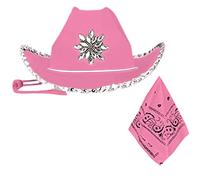 YUGSHNKFC Conjunto occidental para adultos, sombrero y bandana con diamantes de imitación, se adapta a la mayoría de mujeres, hombres y adolescentes para fiestas temáticas