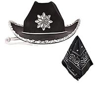 YUGSHNKFC Conjunto occidental para adultos, sombrero y bandana con diamantes de imitación, se adapta a la mayoría de mujeres, hombres y adolescentes para fiestas temáticas